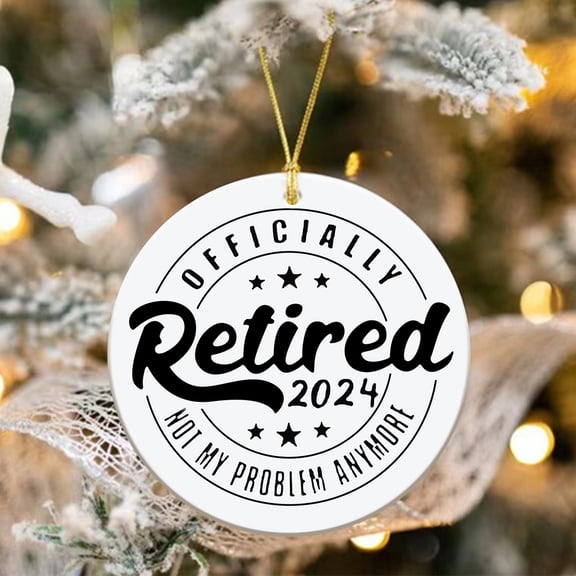 Retired Gifts Acrylic Pendant Ornament, 8cm Round Hanging Decor for Retirement Party Supplies, White,1pack