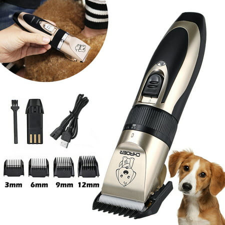 Professional Quiet Mute USB Charge Electric Trimmer Clipper Shaver Grooming Kit Set for Pet Cat Dog (Best Clippers For Yorkies)