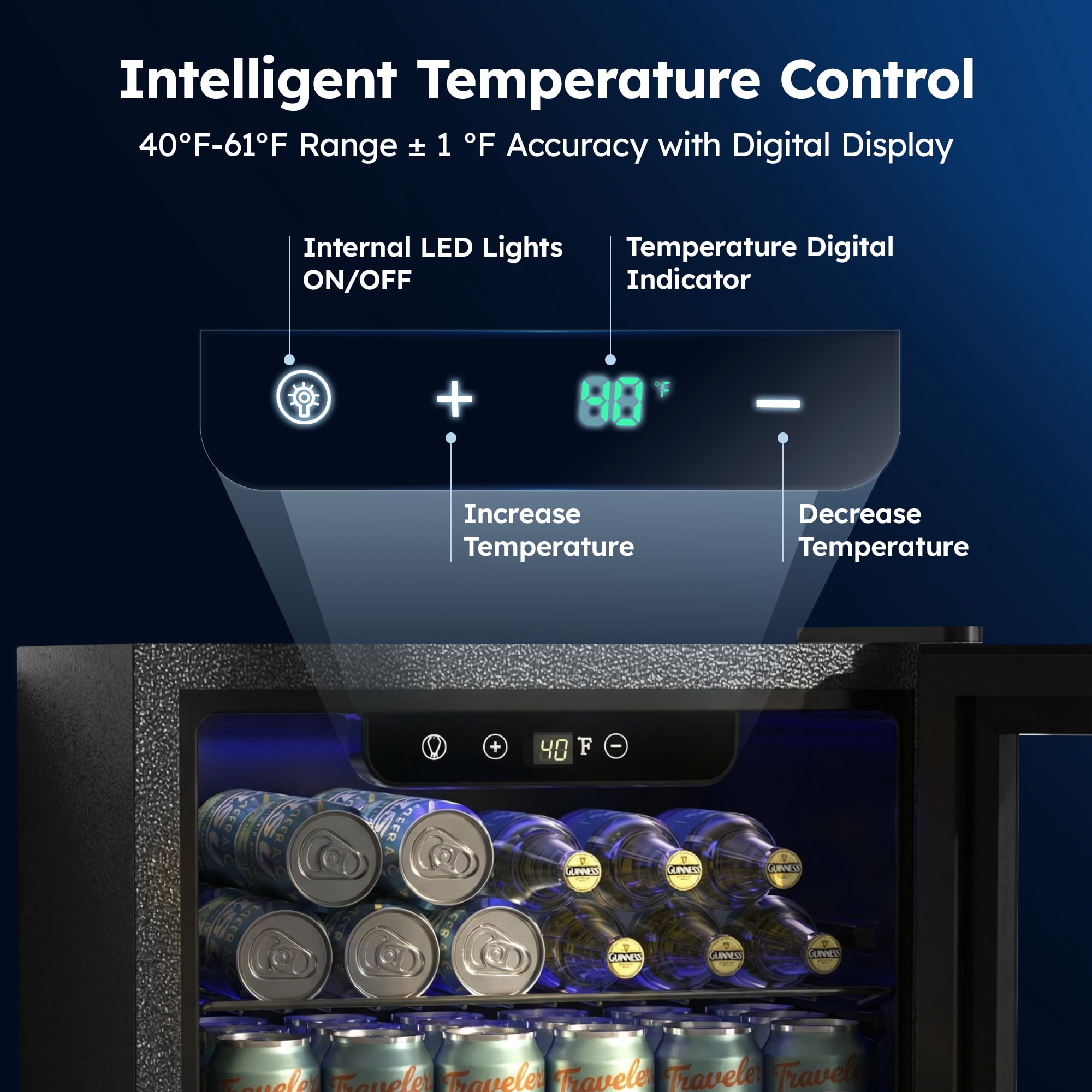Simzlife 68 Can Beverage Refrigerator，1.9 Cu.ft Beverage Cooler with Glass Door, Mini Fridge for Home/Office/Bar,Black