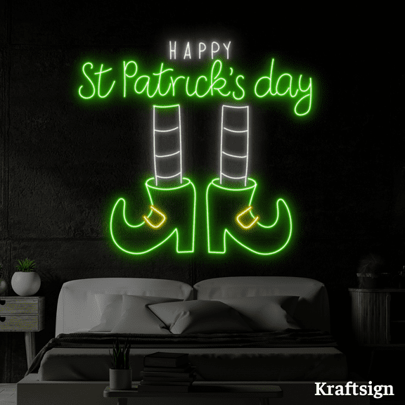 Craftnamesign Happy St.Patrick Day Neon Sign, Restaurant Festival Decor