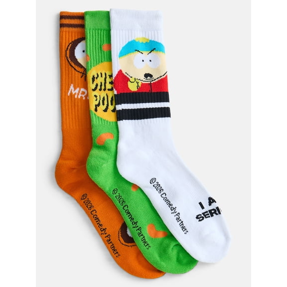 South Park Men's Athletic Crew Socks, 3-Pack, Sizes 8-12of