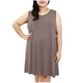 thumbnail image 2 of HVOBTTY Robes d'Été Décontractées Sans Manches pour Femmes, Robe Unie Sans Manches Grande Taille Col Rond Kaki, TTTTG, 2 of 5