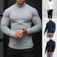 thumbnail image 1 of Neinkie Men Shirt Solid Color Long Sleeves Slim Fit Breathable Basic Soft Half-high Collar Elastic Autumn Tops Men Clothes, 1 of 7