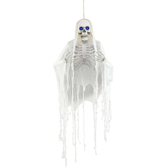 Haunted Hanging Skeleton with Light Up Blue Eyes