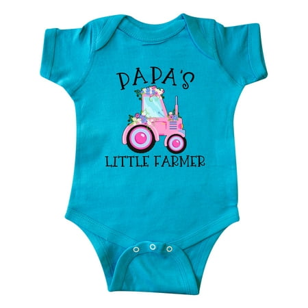 

Inktastic Papa s Little Farmer- Pink Tractor and Flowers Gift Baby Boy or Baby Girl Bodysuit