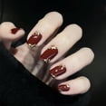 thumbnail image 2 of Fake Nails HUOGUO, cabeza corta y redonda, color rojo vino, 24 unidades, 2 of 4