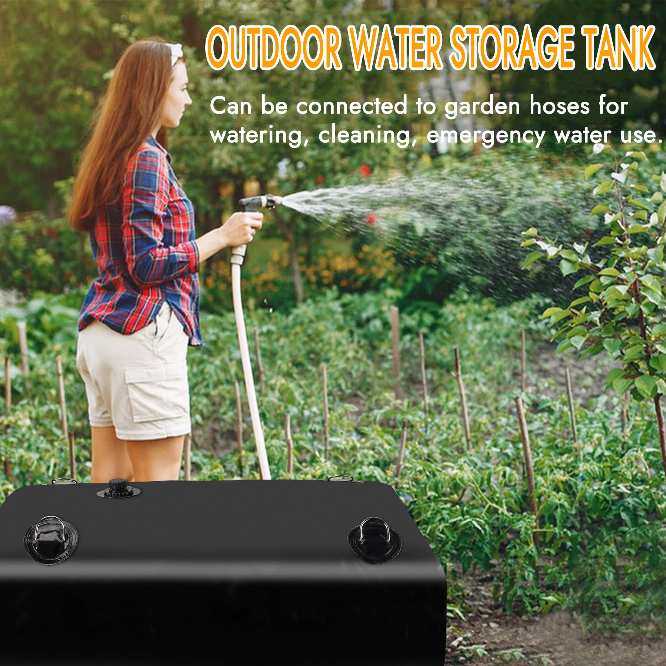 Hyindoor 29Gallon/110L Water Storage Bladder, Foldable Portable RV Tank for Garden Yard Outdoor Camping Emergency Water Storage (Black)