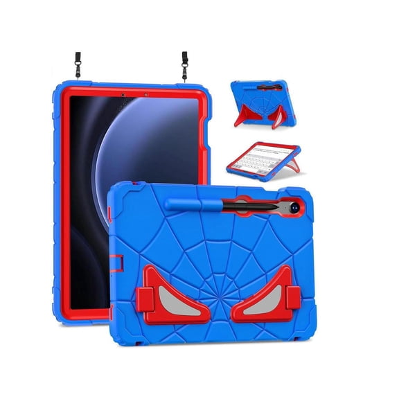 Tablet Case For Samsung Galaxy Tab S10 Lite / S10 FE / S9 FE 10.9 inch / S9 / S8 / S7 11 inch with Stand, Shoulder Strap, Thickned Cornor Impact Protective Cover for Kids Boys
