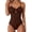 Brown, variant on One-Piece Swimsuit for Women Tummy Control Ruched Suit Cutout U Wire Swim Suits S