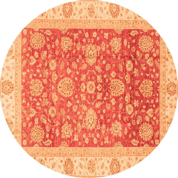 Ahgly Company Indoor Round Oriental Orange Traditional Area Rugs, 4' Round