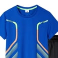 thumbnail image 4 of Xudanell Teen Boy Summer Outfit 3T-14 Summer Sport T-Shirt Shorts Set Print Clothing Sets Tracksuit (Blue, 5-6 Years), 4 of 5