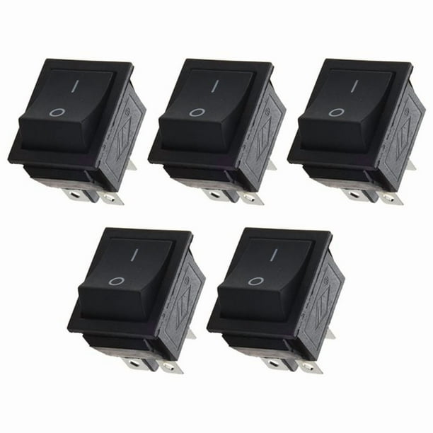 5X Interruptor Basculante CA 250V 16A 4 Pin ON/OFF I/O 2 Posicion DPST 28X21mm