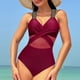 thumbnail image 5 of Trajes de Baño de Bikini de Mujer Patchwork de Malla de Color Sólido Hueco, Traje de Baño de Corte Alto Sexy para el Verano, 5 of 5