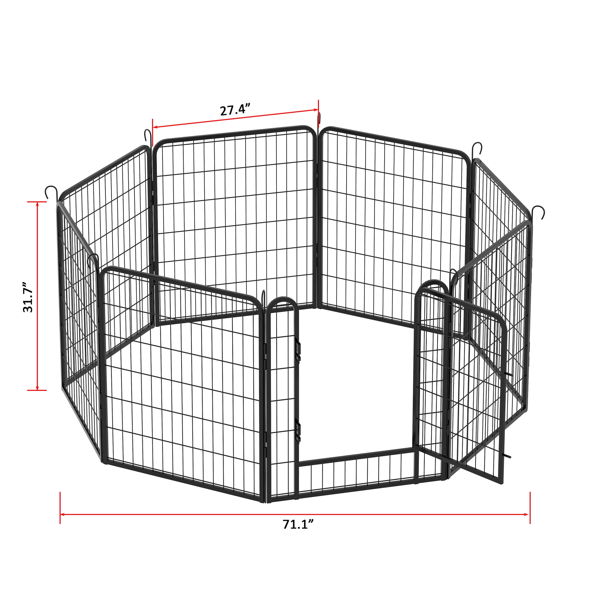 8 Panels Metal Dog Playpen with door,31.7"H Dog Fence Pet Exercise Pen for Outdoor, Indoor