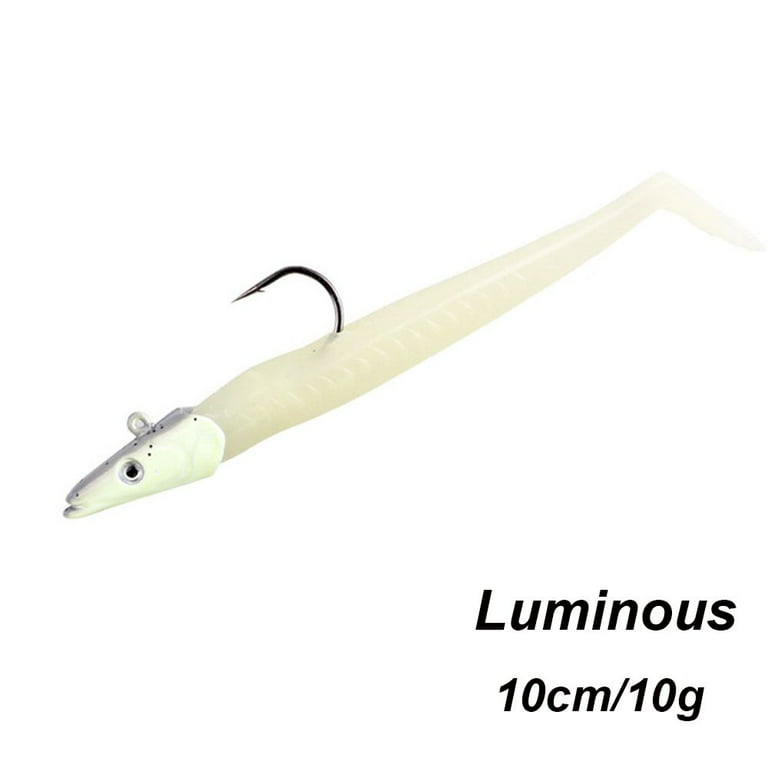 Durable Swim Luminous 10g 19g 34g Fish Eel Lure Worm Barbed Hook Artificial  Soft Bait Lead Jig Head LUMINOUS - 10G 