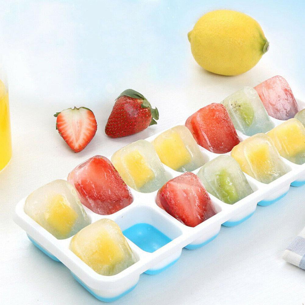Silicone Ice Cube Tray Ices Jelly Maker Mold Trays Lid Whisky Cocktail Plastic 