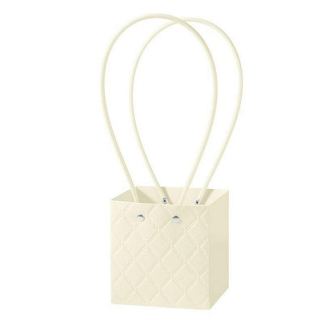 Zhuge bolsas de regalo de flores para el Día de la Madre, bolsas de papel para envolver ramos portátiles con asa, cajas de flores impermeables de 4,5 x 4,1 x 4,7 pulgadas (amarillo)