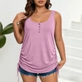 thumbnail image 2 of Uootdi Camisoles Henley pour Femmes Grande Taille Col Rond Sans Manches Cordon Latéral Style Décontracté Quotidien Doux Extensible Coupe Ample Camisoles Cadeau, 2 of 4
