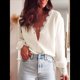thumbnail image 5 of Suéteres de Mohair con Ribete de Encaje para Mujer, Jerseys de Cuello en V, Suéteres de Punto de Larga, Ropa de Otoño e Invierno. S, 5 of 10