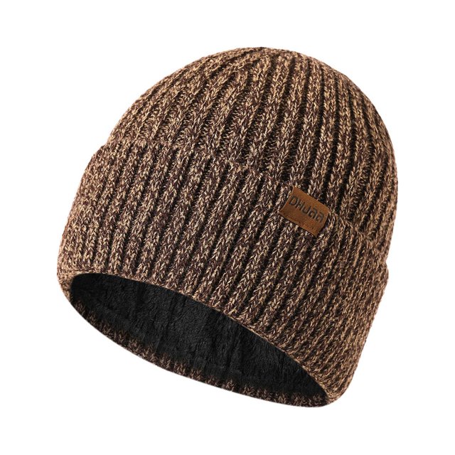 Double-layer Woolen Hat And Velvet Warm Mixed Color Mens Knitted Hat