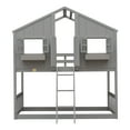 thumbnail image 6 of Bellemave House Bunk Bed Twin Over Twin, Wood Floor Bunk Bed Frame with Roof, Window Box & Small Door for Bedroom,Gray, 6 of 10