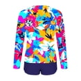 thumbnail image 4 of Mifsaly Tankinis Swimwear for Women Long Sleeve 2 Piece Bathing Suits Patchwork Tropical Print Tankinis Set Sun Protection Athletic Surfing Beachwear XL, 4 of 7