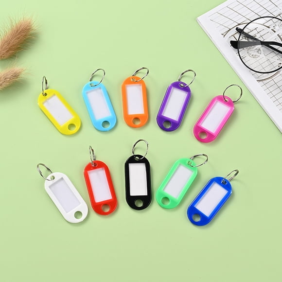 YAOMOBB Assorted Color Key Tags Compact Size Portable Key Organizers Storage Holders 50Pcs Colored Plastic Key Tags with Rings