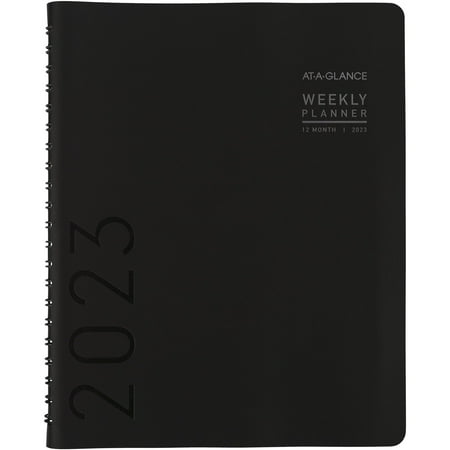 UPC: 0038576758933 | AT-A-GLANCE Contemporary 2023 Weekly Monthly Planner Black Large 8 14 x 11 –