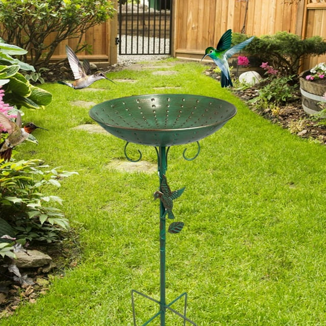 Comedero para pájaros, baño para pájaros, accesorio de hierro, espacioso, fácil de instalar, base de 5 puntas, cuenco de alimentación para jardín,