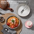 thumbnail image 3 of Vesteel Pasta Bowls Set of 4, 32oz Large Salad Bowls for Dinner Serving Soup, Ceramic Stoneware Pasta Plates with Textured Stripes, Microwave & Dishwasher Safe, Seashell White, 3 of 8