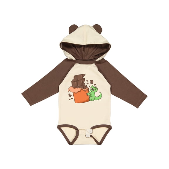 Inktastic Dino With Chocolate Bar Boys or Girls Long Sleeve Baby Bodysuit