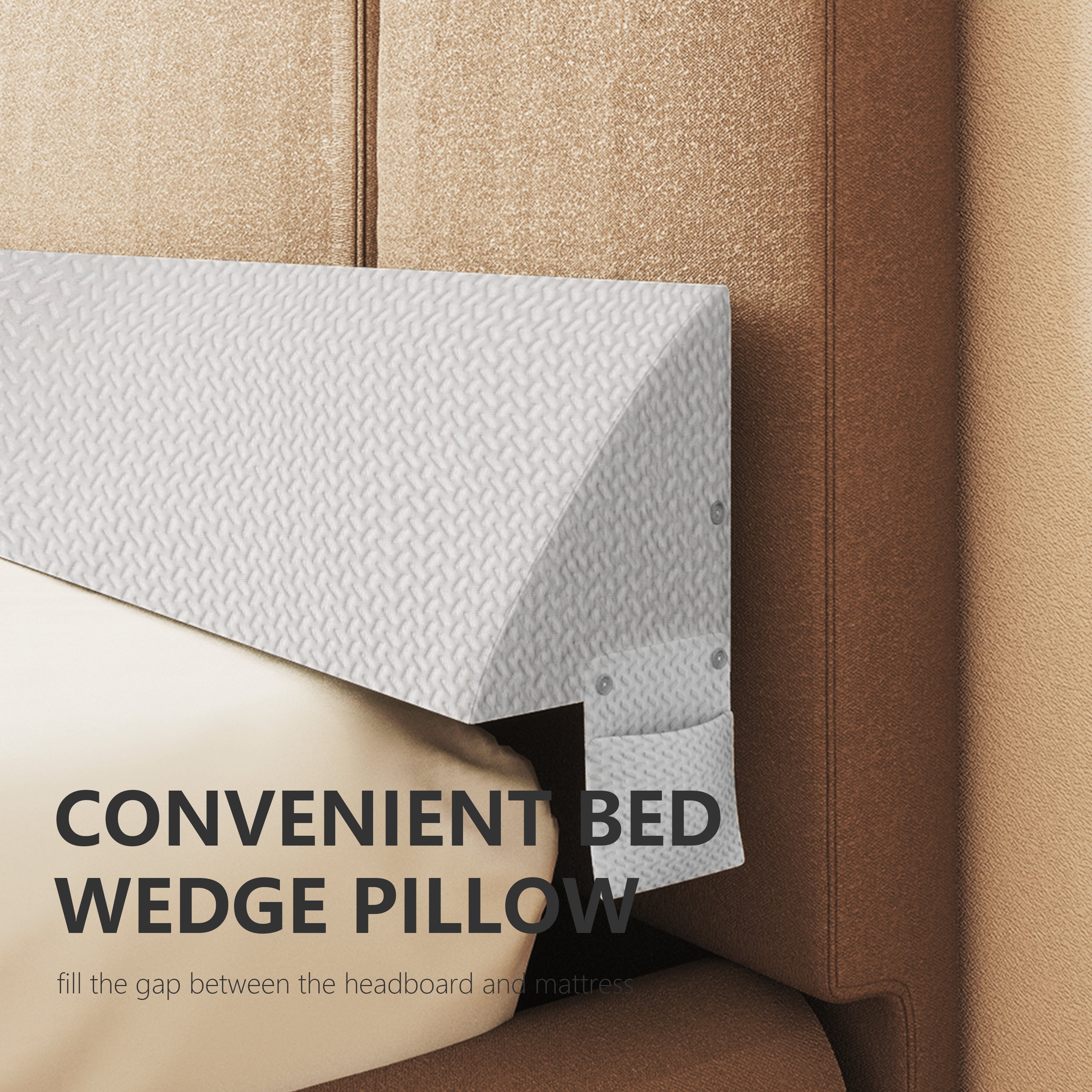 WOWMAX Bed Wedge Pillow for Headboard, Queen Size Wedge Pillow Headboard, Bed Gap Filler for Bed, Triangle Pillow Wedge, Mattress Gap Filler, Fill The Gap Between Your Headboard and Mattress, White