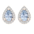 thumbnail image 2 of Dazzlingrock Collection 6X4mm Pear Aquamarine & Round White Diamond Teardrop Pushback Stud Earrings for Women (0.15 ctw, Color I-J, Clarity I2-I3) in 10K Rose Gold, 2 of 4