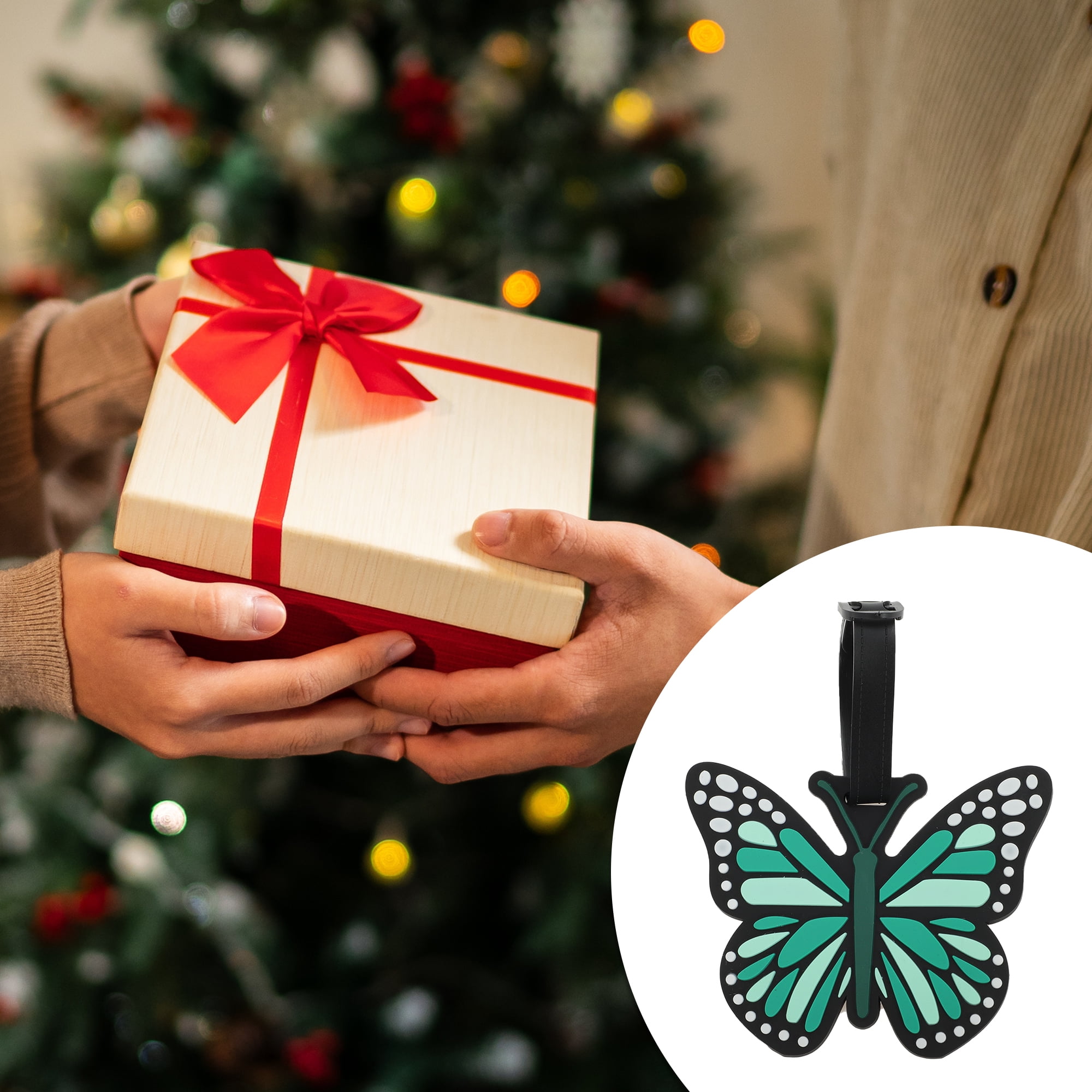 Unique Bargains 1 Pc Butterfly Luggage Tag for Travelling Green