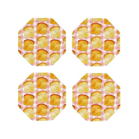

Tideii Tasty Toasts for Leather Coasters 4 Pieces Anti-fouling and Anti-scalding Decorative Coasters Suitable for Restaurants Kitchens Coffee Shops-Octagon