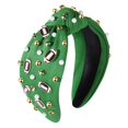 thumbnail image 1 of ZOLEAROPY Diadema de fútbol - Diadema anudada con diamantes de imitación de perlas para fanáticos de las mamás del fútbol - Verde, 1 of 1