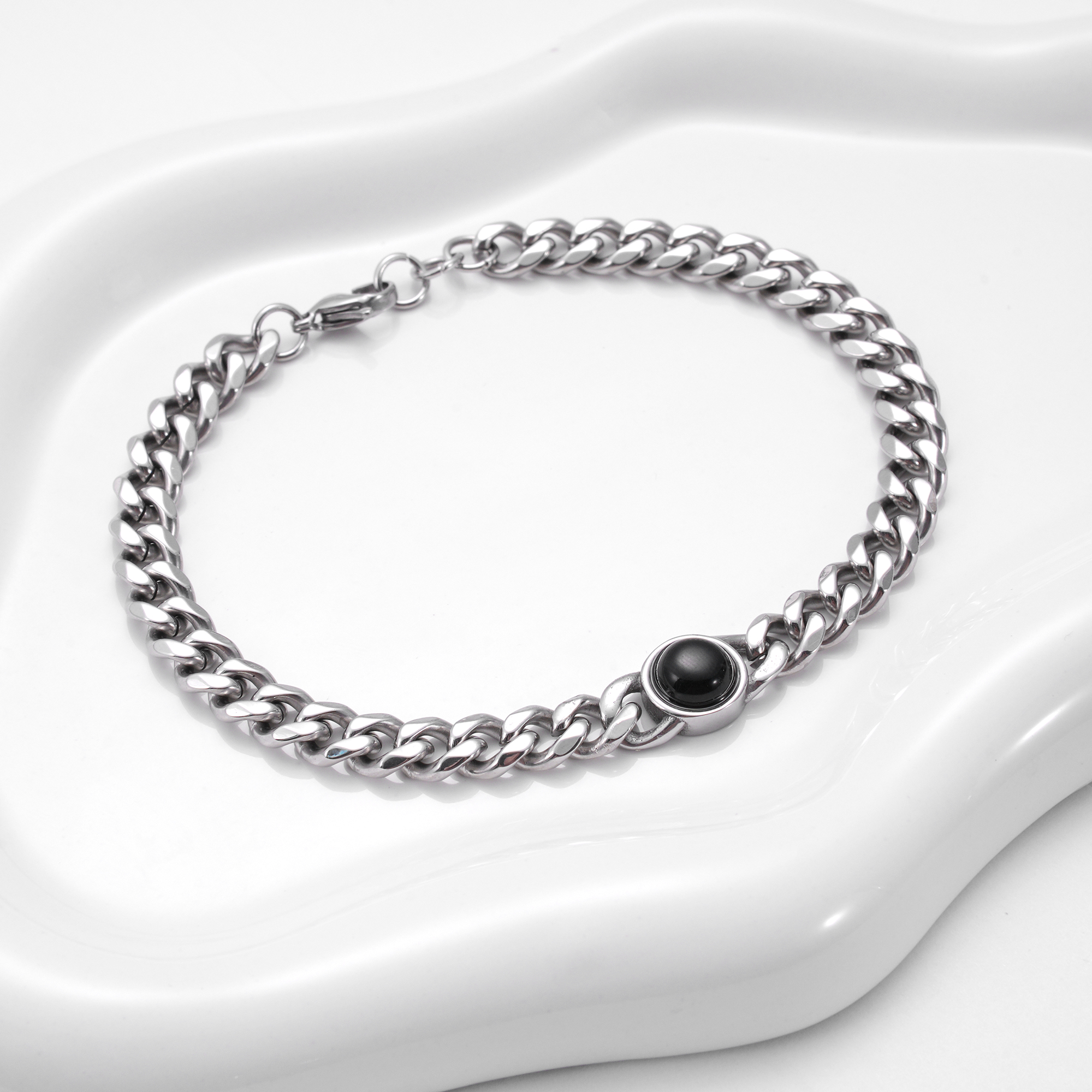 Iron Saints Men's Black Onyx Cuban Link Bracelet photo 2