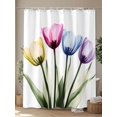thumbnail image 4 of Colorful Tulip Floral Shower Curtain, Watercolor Flowers Bathroom Decor Curtains Set with Hooks, Waterproof Fabric Home Accessories， 72 X 72 Inch Long, 4 of 6