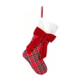 thumbnail image 2 of Tuvgenk Christmas Stockings Plaid Stockings Red Tartan with Velvet Bow White Cuff 18.11 inch Large Hanging Sock for Family Fireplace Xmas Tree Decor, 2 of 8