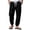 Black, variant on Zimjoy Men's Linen Beach Trousers Drawstring Elastic Waist Loose Fit Summer Casual Yoga Pants with Pockets, Khaki L