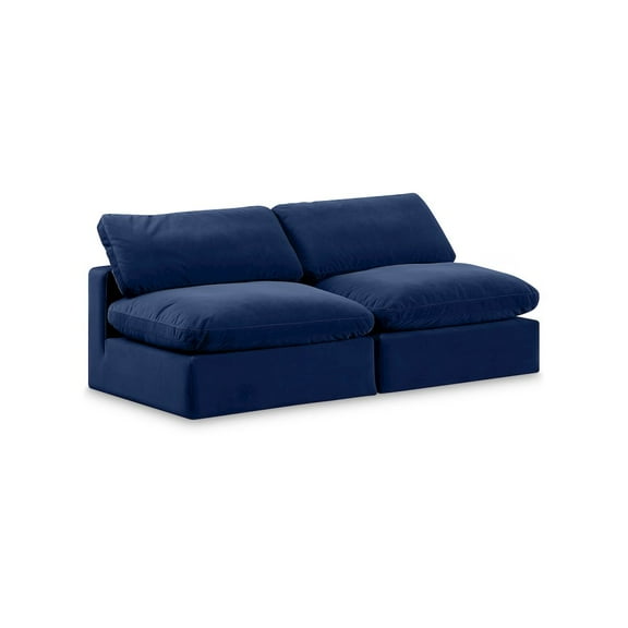 Meridian Furniture Comfy Navy Velvet 2-Pc. Modular Sofa