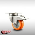 thumbnail image 2 of 3.5 Inch 316SS Orange Polyurethane Swivel Top Plate Caster with Total Lock Brake, 2 of 2