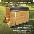 thumbnail image 3 of Backyard Discovery Lennon 4-6 Person Cedar Outdoor Cube Sauna, Porch, 9kW Electric Heater, 3 of 14