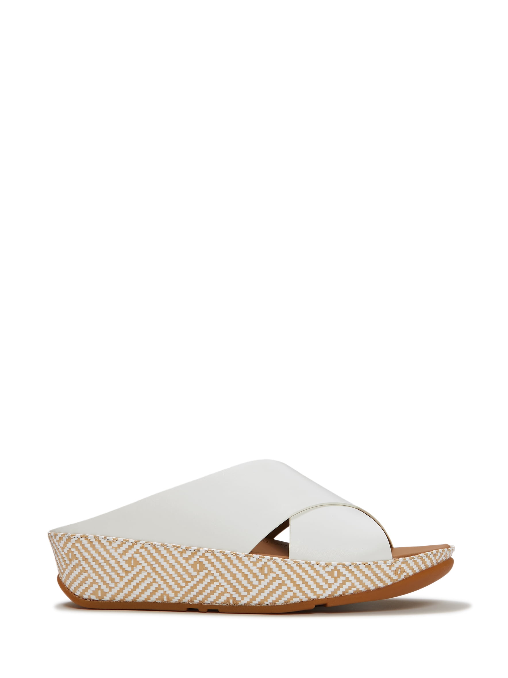 Fitflop Women's Lulu Lux Graphic-Weave Leather Cross-Strap Slide Sandals