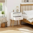 thumbnail image 2 of Costway Nightstand Mid-century Modern Bedside Table with 2 Drawers Solid Wood Support Legs, 2 of 9