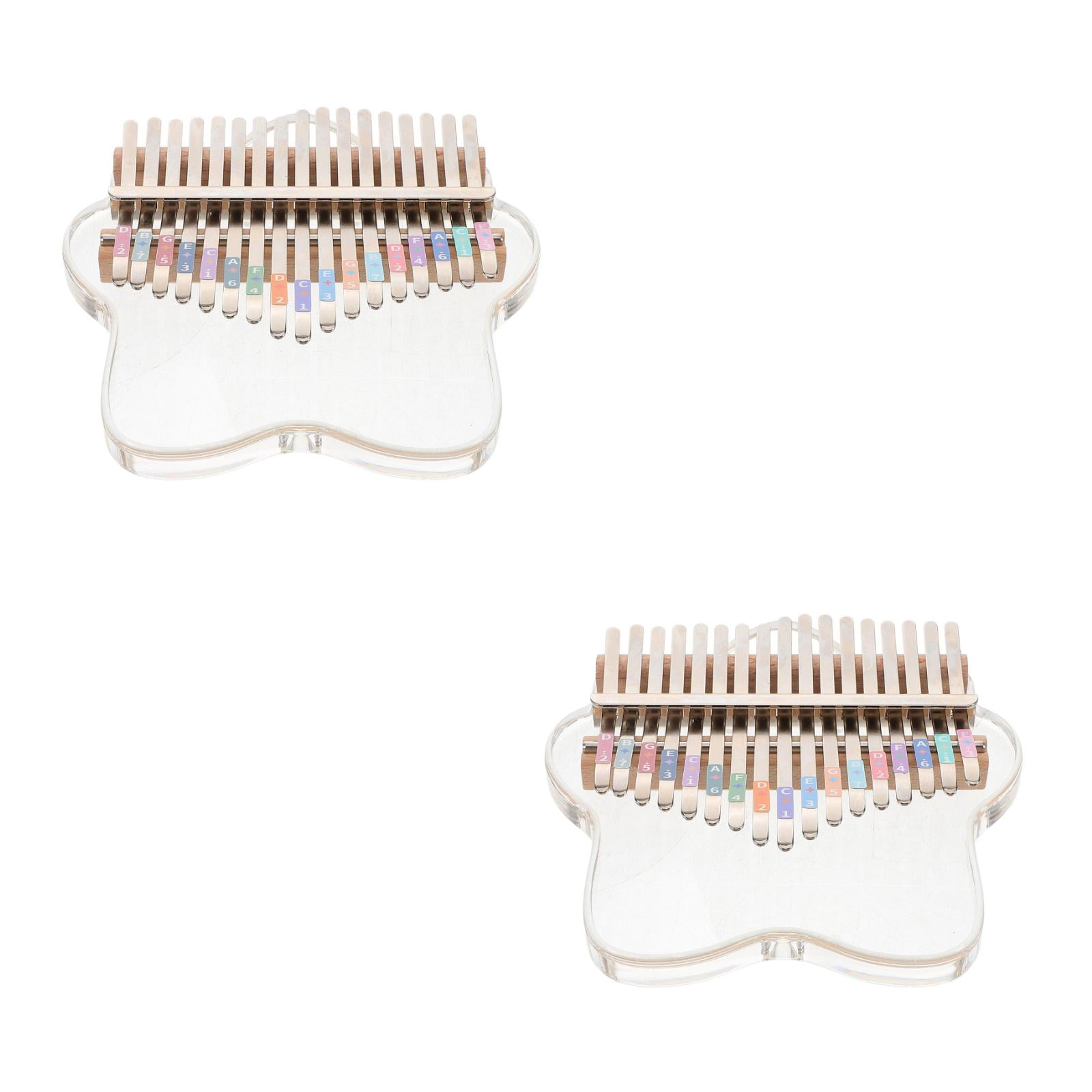 Masteelf 2pcs Acrylic Thumb Piano Transparent 17-Key Kalimba Portable Finger Piano with Tuning Hammer Delicate Carving Pattern Kalimba Exquisite Music Instrument