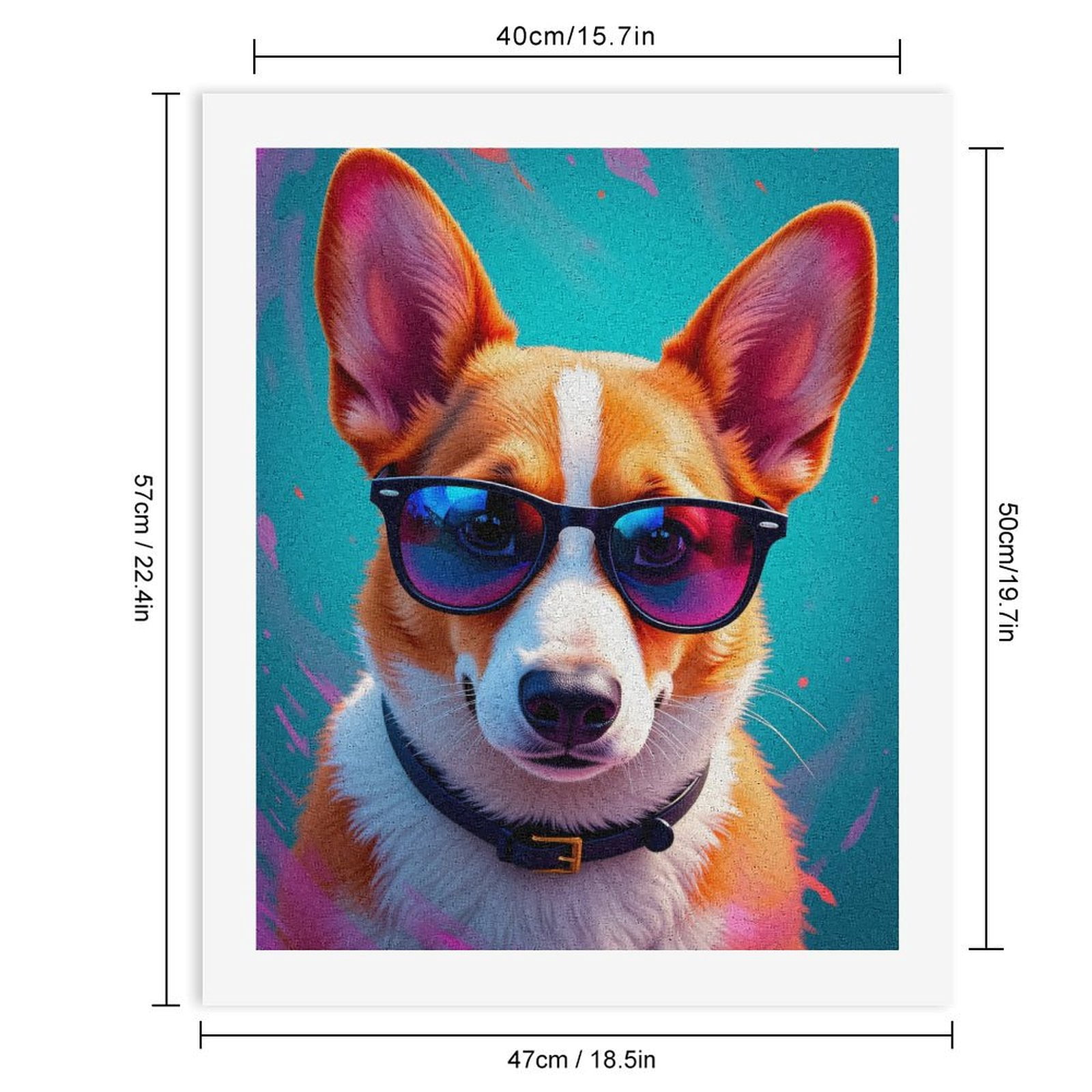 Paint By Numbers Kit for Adults Beginner - Corgi Sunglasses Cool Vibes Art DIY Canvas Painting Kits for Adults, Frameless Paint By Number for Adults for Home Wall Decor 16x20 Inch