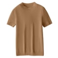 thumbnail image 5 of Short Sleeve Sweaters for Women Crew Neck Summer Tops 2026 Lightweight Knit Sweater Pullover Business Casual Outfits Lightweight Knit Sweater Khaki L, 5 of 5