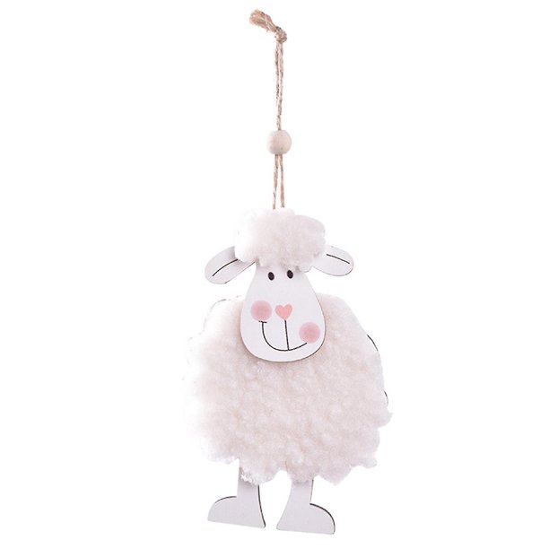 Farfi Sheep Charm Cartoon exquisitamente cosido accesorios decorativos del Festival algodón cordero colgante de madera semana santa