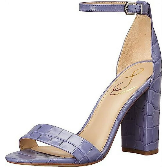 Sam Edelman Yaro Dusty Violet Ankle Strap Open Round Toe Block High Heel Sandals (Dusty Violet, 5.5)